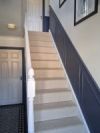 cream carpet on stairs with navy panelled walls cream carpet on stairs with navy panelled walls